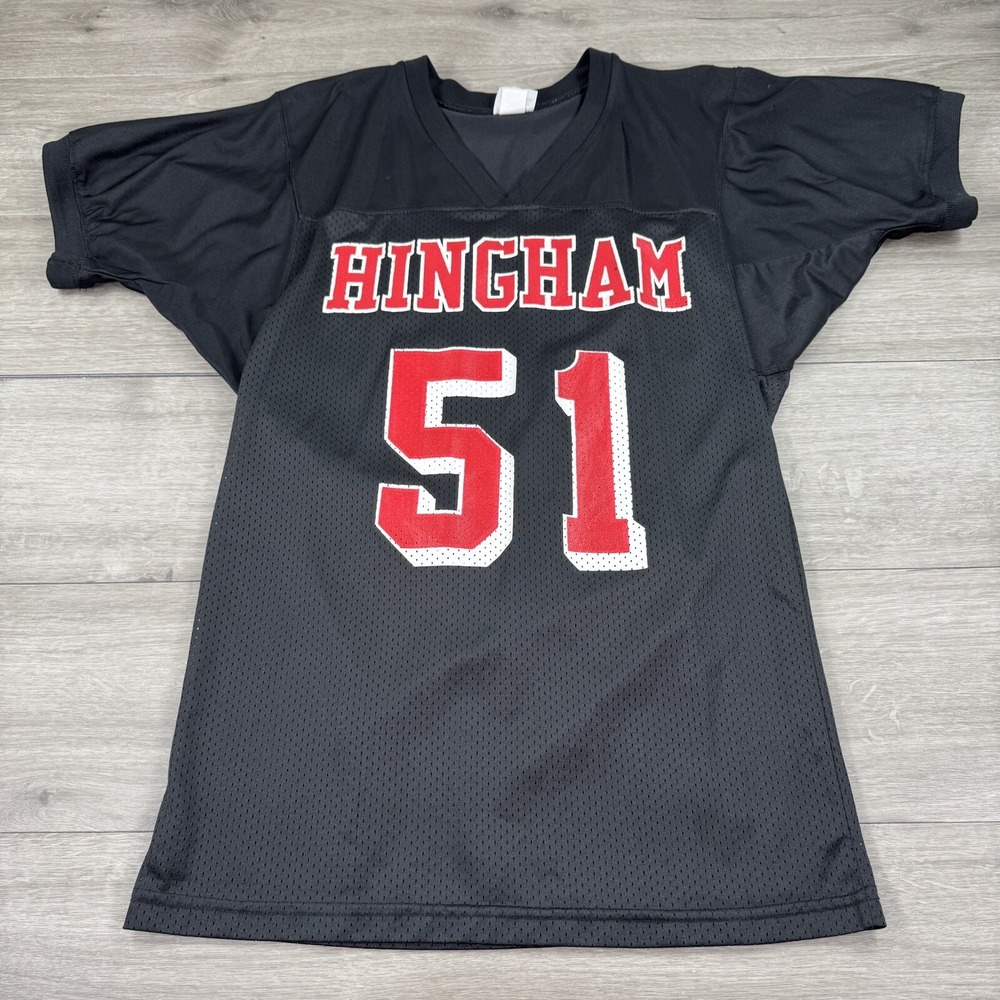 Vintage 90s Hingham Football Jersey 51 USA School Sports Black Red Riddell